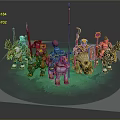 Men Riding Fantasy Mythical Creatures With Various Weapons And Colorful Flags