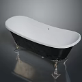 Children Safe Standalone Bathtub with White Interior Black Exterior and Silver Legs