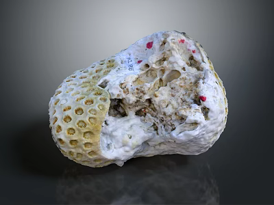 Coral Polyps Skeleton With Honeycomb Like Structure White Yellow And Red Spots 3d model