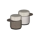 Modern Stools With Round Padded Seats And Cylindrical Bases In Neutral Tones