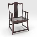 Traditional Chinese Wooden Single Chair With Carved Backrest And Woven Seat