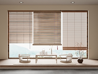 New Chinese Bamboo Curtain Roller Curtain 3d model