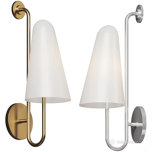 Modern Wall Lamp With White Shade And Metal Stand Design Elements 3d model