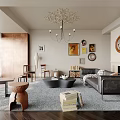 Middle Ancient Living Room Sofa Combination Coffee Table Carpet Leisure Sofa 3d model