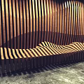 Elegant Striped Wooden Outdoor Chair With Wavy Seat Design For Garden Patio