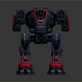 Black And Red Mechanical Robot Character With Armor Joints In Standing Pose 3d model