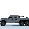 Gray Modern 6x6 Pickup Truck with Off Road Design Large Wheels and Sporty Exterior