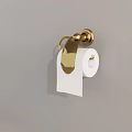 Golden Wall Mounted Toilet Paper Holder With White Roll In Bathroom