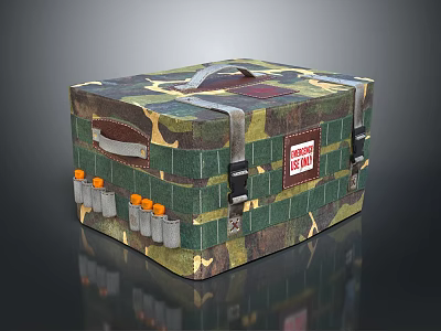 Other Camouflage First Aid Kit Box with Handle Straps and Orange Cap Bottles 3d model