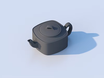 Modern Gray Square Teapot Tableware Set For Kitchen Use 3d model