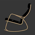 Stylish Black Cushioned Rocking Chair With Wooden Frame And Dark Gradient Background
