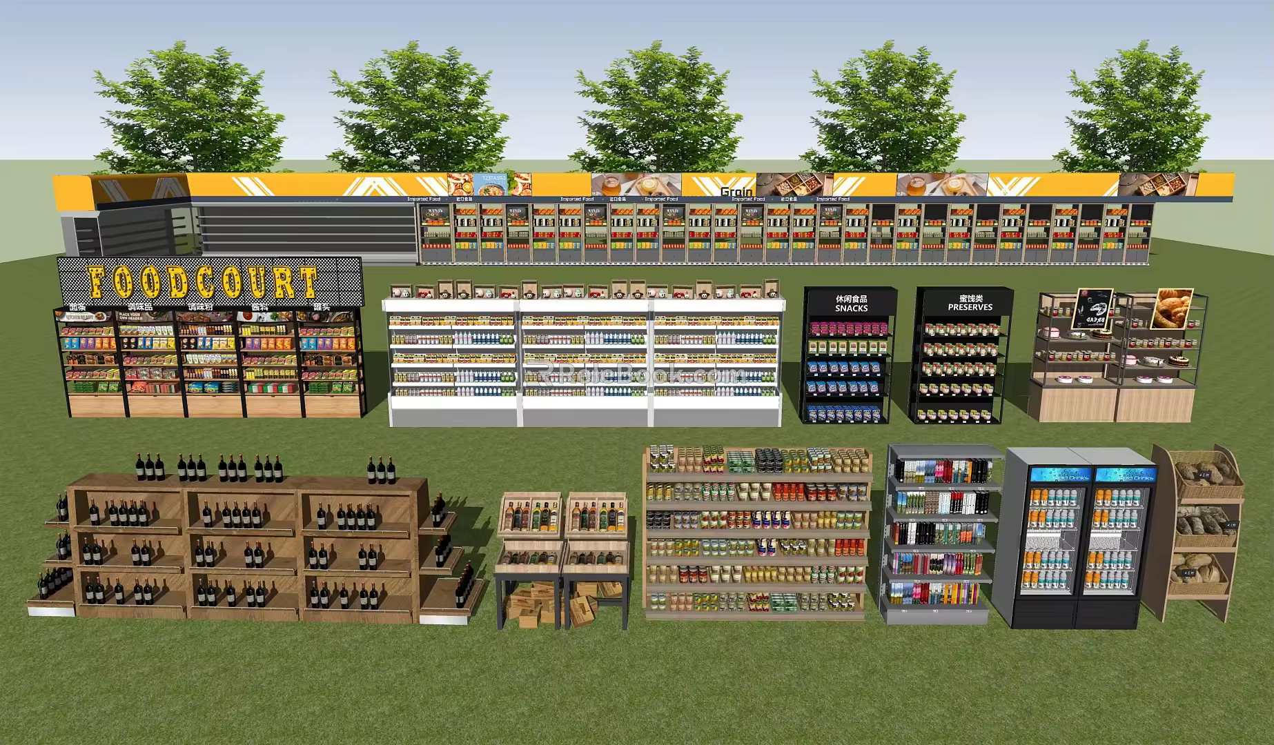 Modern Shelf Supermarket Convenience Store Shelf Display Cabinet Display Rack 3d model
