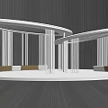 Modern White Curved Pergola with Slim Columns and Elegant Architectural Design