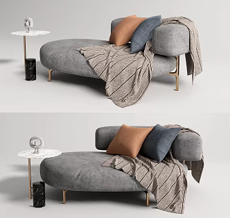 Modern chaise longue round sofa 3d model