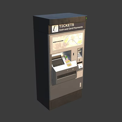 Public Facility Ticket Vending Machine With Cash And Card Payment Options 3d model