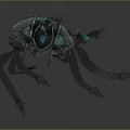 Fantasy Winged Magical Creature Character With Detailed Armor And Glowing Blue Gem Weapon