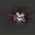 White Haired Female Character With Black And White Outfit Red Swords And Lightning Effects