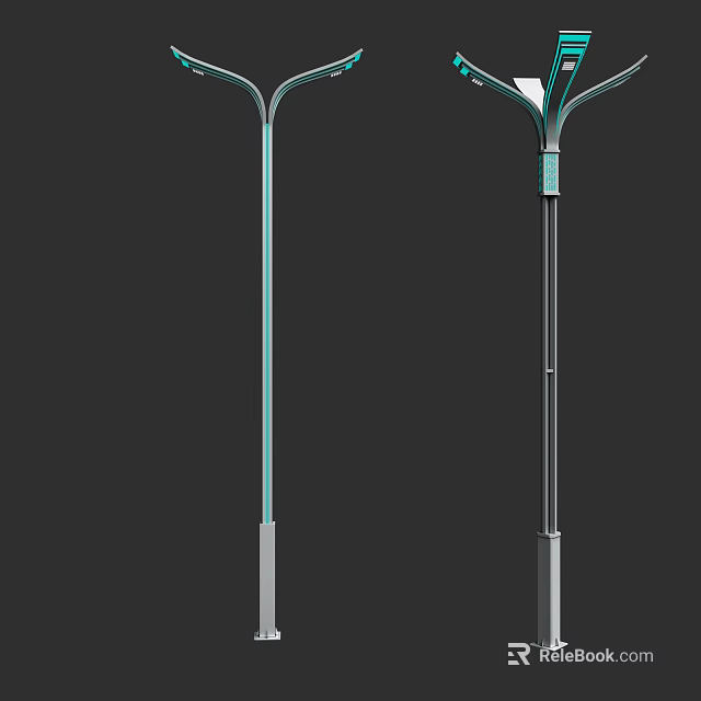 Modern Outdoor Lights With Decorative Green Lampshade And Metal Pole Design 3d model 
