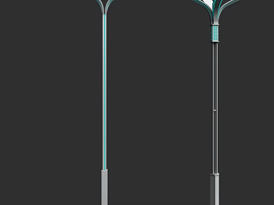 Modern Outdoor Lights With Decorative Green Lampshade And Metal Pole Design 3d model