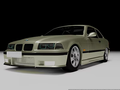 BMW Classic Sporty Car In Golden Beige Color With Modified Wheels And Sleek Body 3d model