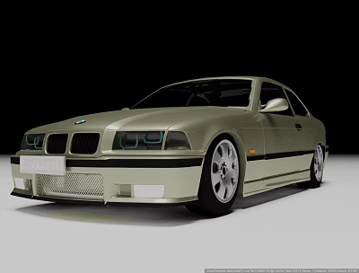 BMW Classic Sporty Car In Golden Beige Color With Modified Wheels And Sleek Body 3d model