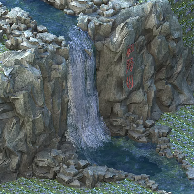 Modern rockery rockery rockery flowing water rockery stone alpine flowing water waterfall waterfall mountain stone flowing water waterfall rockery 3d model