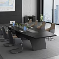 Modern Conference Room Interior Design With Long Table Green Plants And Leather Chairs