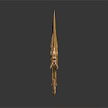 Golden Astronautical Sculpture With Feather Shaped Wings For Cosmic Decor