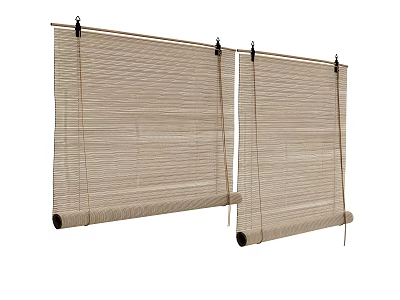 Natural Woven Bamboo Roller Curtains with Light Filtering for Home Window Decor 3d model