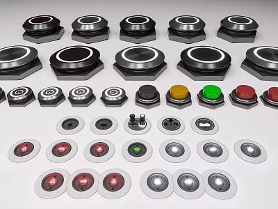 Hardware Tools Various Metal Buttons And Knobs With Different Colors For Equipment 3d model