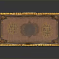 Ornate Entertainment Table With Intricate Decorative Top And Carved Golden Accent Legs