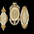 Gold Ornate Carved Decorative Elements With Oval Shape And Intricate Patterns 3d model
