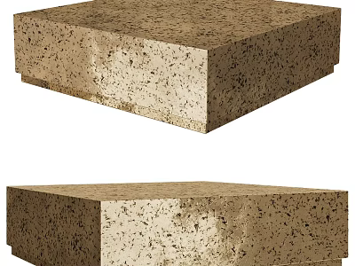 Beige Speckled Stone Coffee Table With Rectangular Block Design And Smooth Surface 3d model