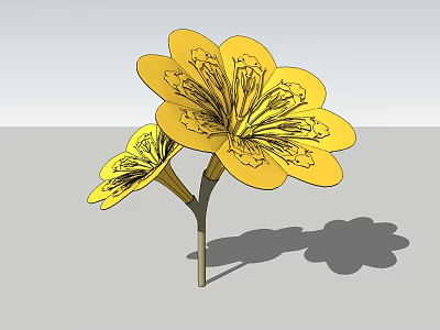 Elegant Decorative Ornament Set With Yellow Flowers Two Blooms For Home Decoration 3d model