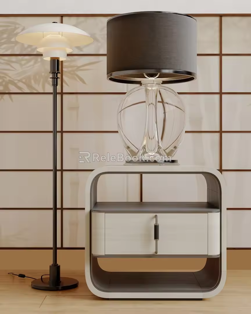 Table lamp combination table lamp bedside table 3d model