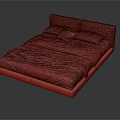 Modern Double Bed With Upholstered Headboard White Bedding And Folded Blanket 3d model