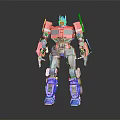 Vibrant Robot Action Figure With Red Blue Gray Mechanical Design And Standing Pose