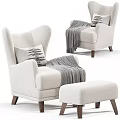 Modern Upholstered Sofa and Coffee Table Set with Armchair Ottoman Decorative Pillows and Throw Blanket