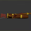 Traditional Bow And Arrow Weapon With Orange Yellow Decorations Red Feathers And Quiver