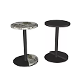 Modern Minimalist Side Tables With Round Marble Pattern Top And Black Legs 3d model