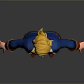 3D Cartoon Character With Blonde Hair Blue Coat Red Lining White Shirt And Yellow Boots