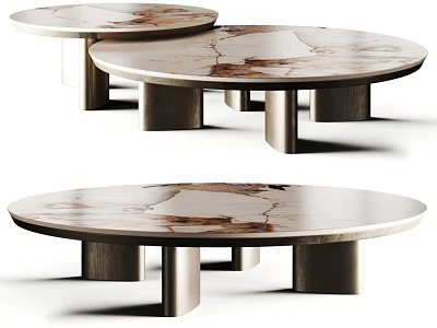 Round Dining Table with Elegant Marble Tabletop and Modern Metal Legs Contemporary Design 3d model