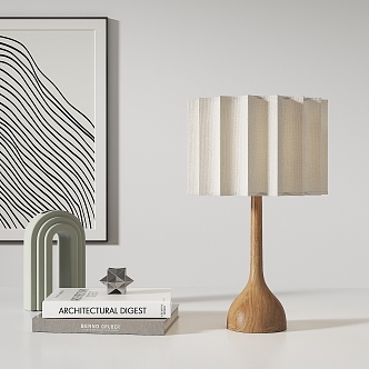 Solid wood table lamp 3d model