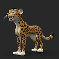 Playful 3D Cartoon Cheetah Character With Spotted Fur And Big Eyes Standing