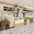 Traditional Chinese Hotpot Restaurant Interior With Wooden Decor Dining Tables And Menu Boards