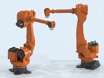 Two Orange Industrial Robotic Arms High Precision Industrial Equipment for Manufacturing 3d model