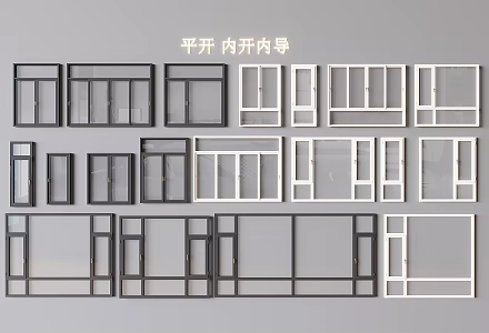 Window broken bridge aluminum casement window with inner opening guide glass floating window 3d model