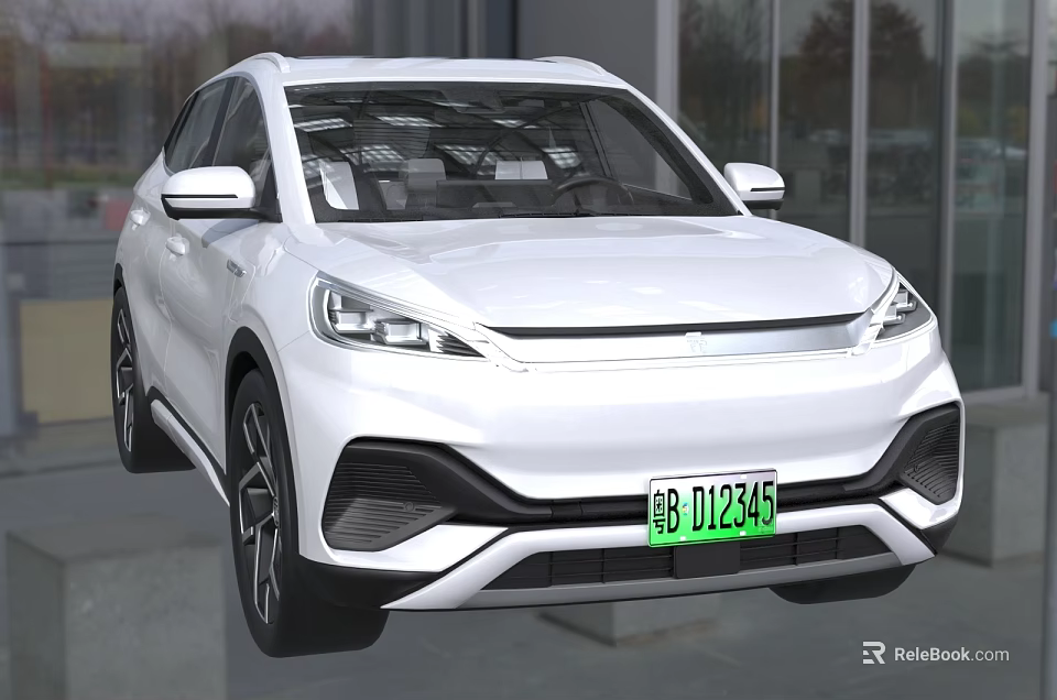 White Electric SUV With Modern Front Design Streamlined Body And Black Alloy Wheels 3d model 