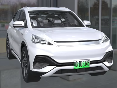 White Electric SUV With Modern Front Design Streamlined Body And Black Alloy Wheels 3d model