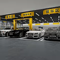 Indoor 4S Dealership Showroom Featuring Premium Boutique Car Zones And Various Vehicles